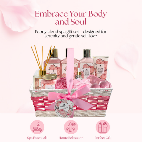 Spa Gift Basket - Peony Cloud - Premium Pink